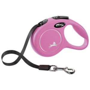 Guinzaglio per cani Trixie Flexi New Classic rosa, XS, cintura da 3 m con moschettone cromato.