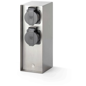 Colonna energetica Schönenberger in acciaio inox con 4 prese per esterni.