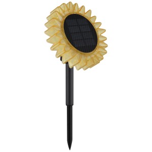 Globo Lampe solaire LED en forme de soleil, Ø 13cm, avec piquet. Décoration solaire décorative pour le jardin.
