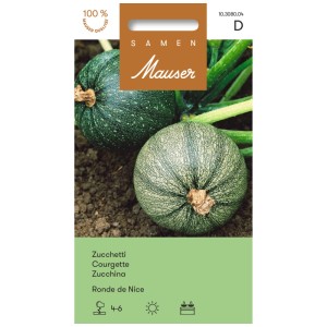 Sachet de graines de Zucchetti Ronde de Nice : Courgettes rondes sur terre.