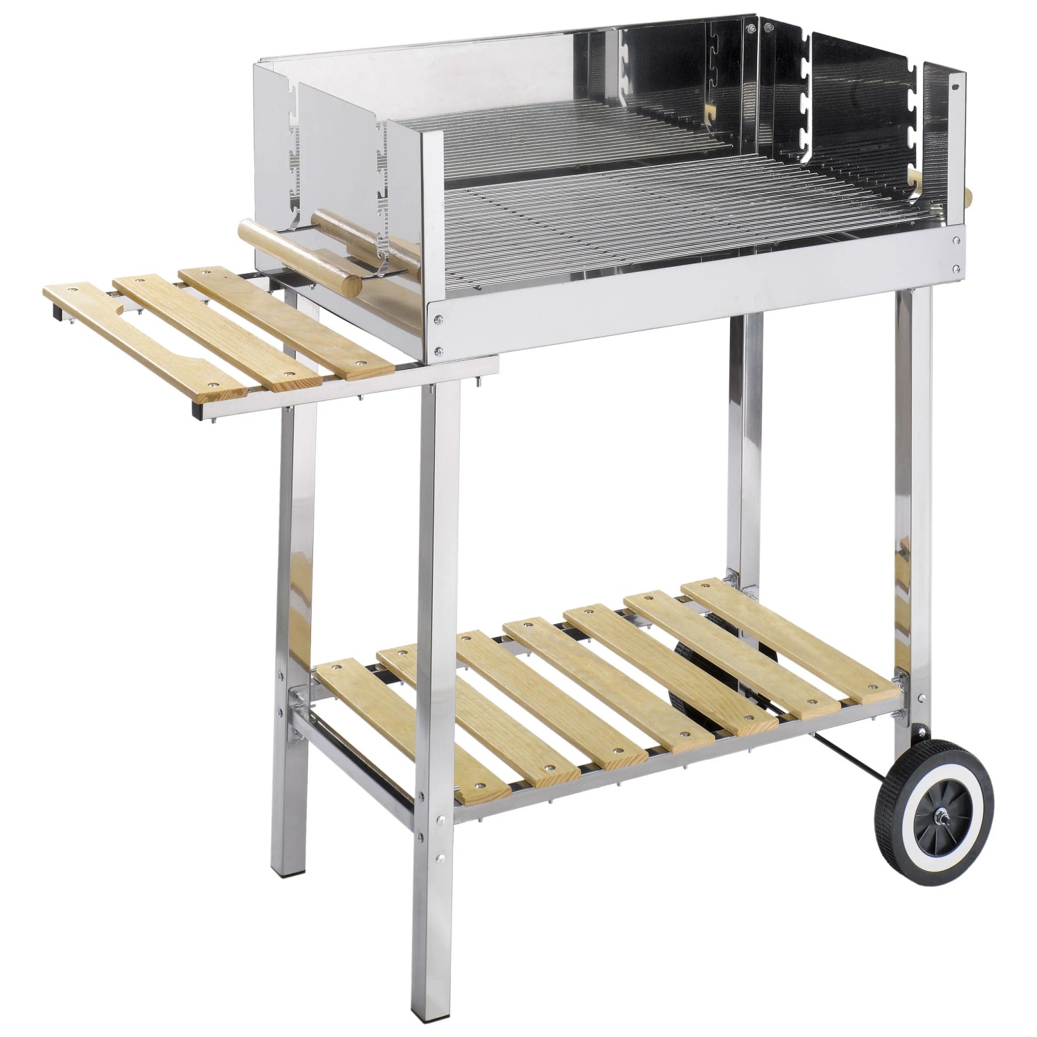 Jaxguom Grillwagen Mit Höhenverstellbaren Regalen – Outdoor Grilltisch Mit Edelstahlplatte, Gewürzregal & 6 Haken