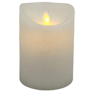 Weiße LED-Wachskerze mit beweglicher Flamme, 9x12,5 cm, für gemütliche Atmosphäre.