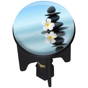 Tappo lavandino Pluggy Saguna con motivo di pietre e fiori per un'atmosfera rilassante in bagno.