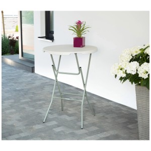 Greemotion Stehtisch San Remo, weiss-grau, Ø 80 cm, klappbar, ideal für Garten & Terrasse.