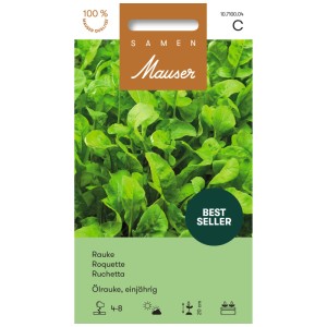 Sachet de graines de roquette annuelle, herbe aromatique épicée pour salades.