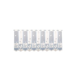 Vitrage blanc 60x160 cm à motif papillons avec passe-tringle pour fenêtre de cuisine.