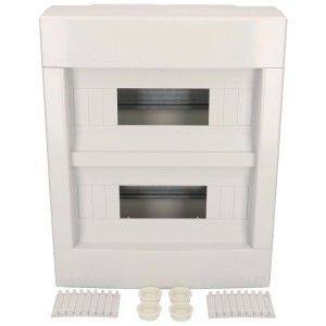 Quadro elettrico da parete a 2 file con chiusura, distributore a parete per impianti elettrici.