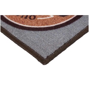 Vista dettagliata: passatoia Andiamo Cafe Creme marrone-grigio, tappeto con bordo marrone.