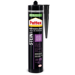Pattex Montagekleber Stein grigio, 420g, per interni ed esterni. Per incollare, sigillare e montare pietra.