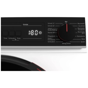 Pannello di controllo della lavatrice Sharp ES-WNFB214CWDA con programmi e display digitale.