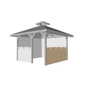 Kit parete bancone naturale 28 mm per oasi giardino 651 misura 3, parete in legno non trattato per gazebo.