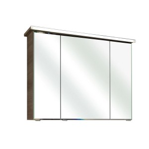 Armoire de toilette Pelipal Quantum Kompakt, 90 cm, structure graphite avec 3 portes miroir et profilé LED.