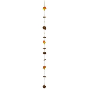 Ghirlanda autunnale Videx con foglie e pigne, lunghezza 120 cm, per decorazioni autunnali.