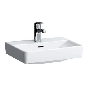 Lavabo Laufen Pro S, 45x34 cm, bianco, con rubinetto, ideale per bagni piccoli e bagni per gli ospiti.