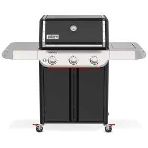 Weber Gasgrill Genesis E-315W GBS, schwarz-silber, mit 3 Brennern und Untergestell.