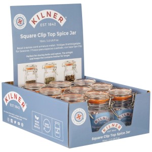 Set di barattoli Kilner trasparenti da 70 ml per spezie e alimenti.