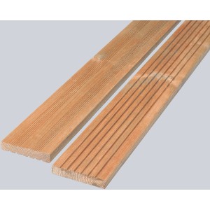 Lame de terrasse en bois résineux méditerranéen, 2,8x14,5x300cm, protection UV, couleur : méditerranéen.