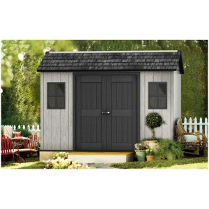Casetta da giardino in plastica Keter Oakland 1175 SD con doppia porta e finestre.
