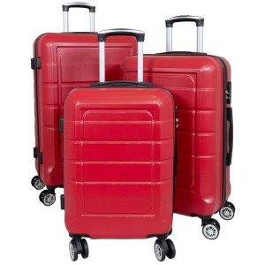 3-tlg. Rollkoffer-Set Como aus ABS in Rot mit Teleskopgriff und Rollen.