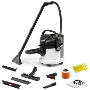 Nettoyeur injecteur extracteur Kärcher SE 4 avec accessoires pour tapis et tissus.