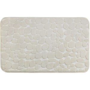 Tappeto bagno beige Wenko Memory Foam Pebbles, 50x80 cm, con motivo a ciottoli.