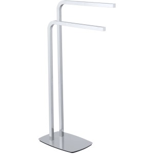 Wenko Acate porta asciugamani cromato con due aste e base pesante in acciaio inox.