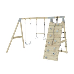 PolarPlay Struttura da arrampicata Waschbär Blu Ghiaccio con altalena, trapezio e parete da arrampicata.