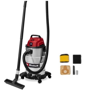Einhell TC-VC 3055 S aspirateur eau et poussière en acier inoxydable avec cuve de 30 l et accessoires.