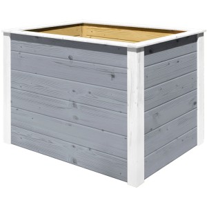 Elemento modulare per aiuola rialzata Weka grigio, 100x69x71 cm, in legno con dettagli bianchi.