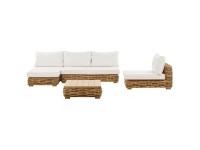 Beliani Lounge-Set Varallo 4-Sitzer Rattan Naturfarben Weiss