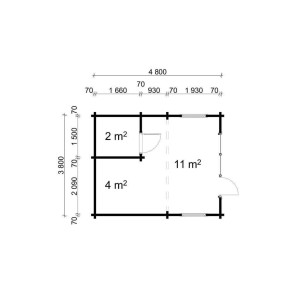 Plan de l'abri de jardin Alpholz Manhattan à toit plat, 400x500 cm, avec dimensions.