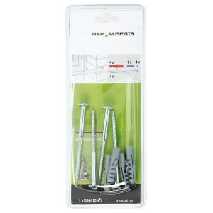 Schrauben-Set zur Befestigung von Fenstergittern, 140 mm, inklusive Dübel.