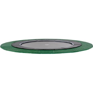 Trampolino interrato nero EXIT Dynamic Ø 427 cm con piastre di sicurezza Freezone verdi.