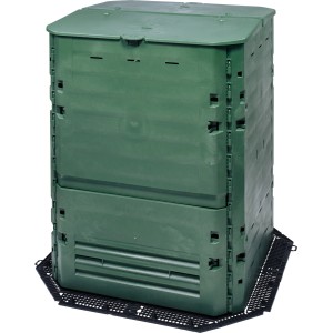 Composteur Garantia avec grille de fond noire pour une protection optimale contre les rongeurs.