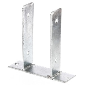 Support de poteau en U à visser, 200x90x60 mm, galvanisé à chaud pour usage extérieur.