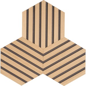 Denpanels Panneaux Design Hexagone Chêne MDF Noir Lot de 3 pour mur et plafond.