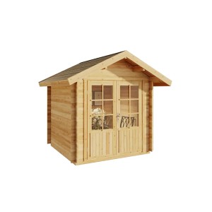 Casetta da giardino in legno Alpholz Palma con doppia porta e finestre in vetro.