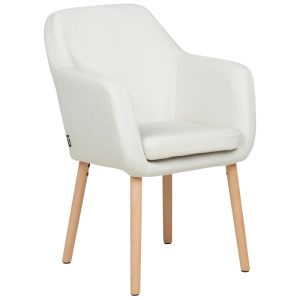 Sedia da pranzo Beliani Yorkville II, velluto crema, gambe in legno, sedia imbottita.