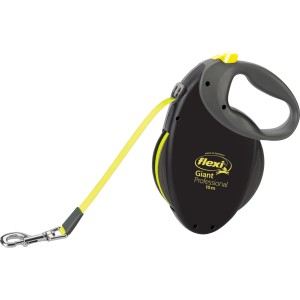 Flexi Giant Professional guinzaglio avvolgibile per cani, taglia L, nero-neon, 10m. Robusto guinzaglio con impugnatura morbida.