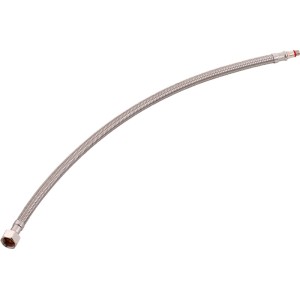 Tuyau de raccordement flexible en acier inoxydable, longueur 500 mm, avec raccords G 3/8 et M8 pour robinetterie.
