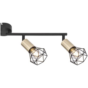 Globo Strahler in Schwarz mit 4 Lampen, Fassung E14, Metallgitter-Schirme.