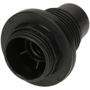 Douille de lampe E14 noire avec collerette M10 x 1 et bague à vis pour installation de lampe.