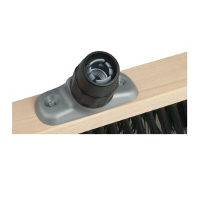 Vue détaillée de la tête de balai LUX 40 cm avec disposition des poils en X et fixation du manche.