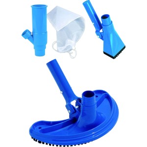 Summer Fun Bodensauger Duo : Nettoyeur de piscine avec divers embouts et raccord pour tuyau d'arrosage/système de filtration.