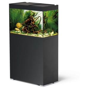 Oase Aquarium-Set Styleline 125 Noir avec meuble, planté et décoré.