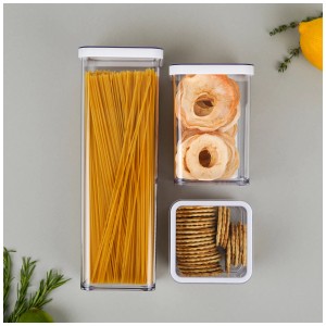 Contenitore quadrato Rotho Premium Loft, bianco, 2 l, per la conservazione degli alimenti.