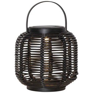 Lanterne solaire LED beige Runda, Ø 15cm, avec poignée pour jardin et balcon.