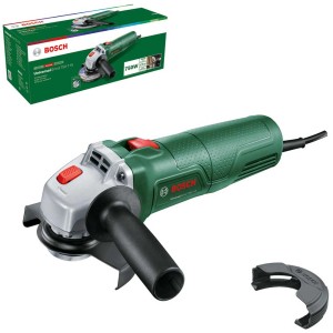 Meuleuse d'angle Bosch UniversalGrind 750-115 (750 W) avec protection et emballage du produit.