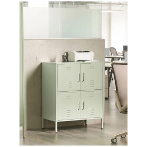 Beliani Armoire de bureau Holbeck vert menthe 101 x 80 x 40 cm