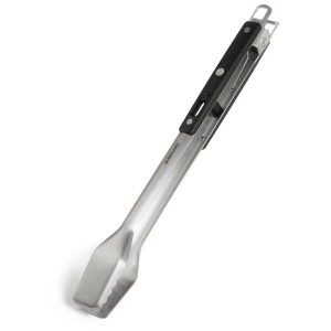 Pince de barbecue Burnhard en acier inoxydable avec manche noir, partie du set de 4 pièces.